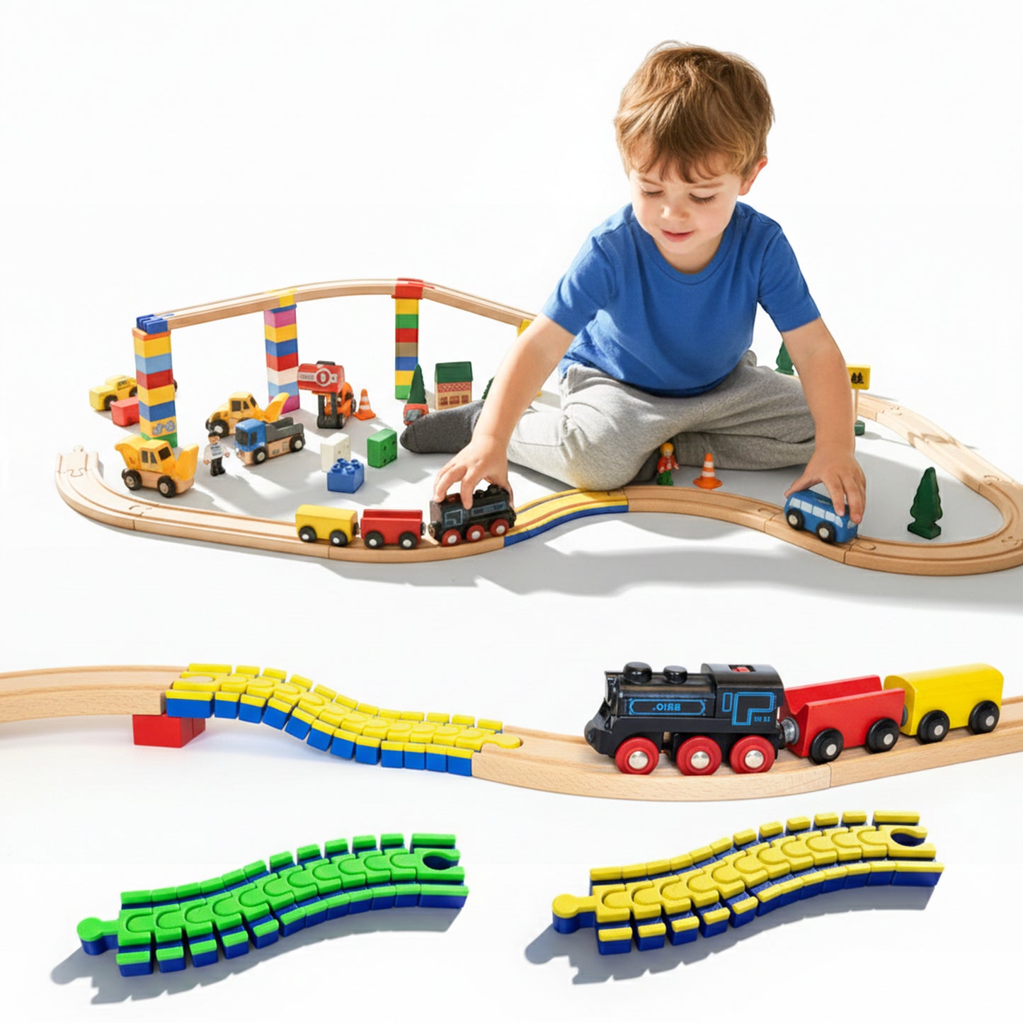 Extrem (!) flexible Schiene für Brio, Lilabo, Bloxx Holzeisenbahn